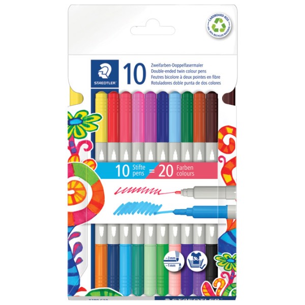 Flomaster školski 20boja obostrani pk10 Staedtler 3280 C10