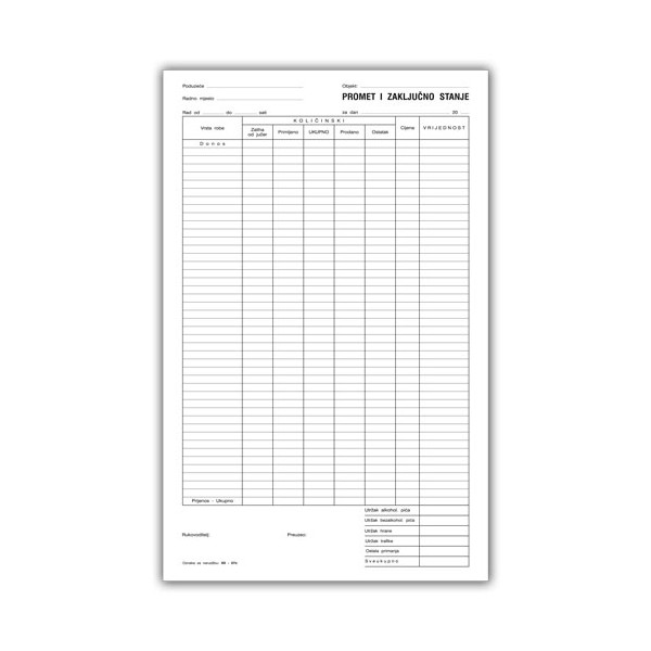 PROMET I ZAKLJUČNO STANJE NCR